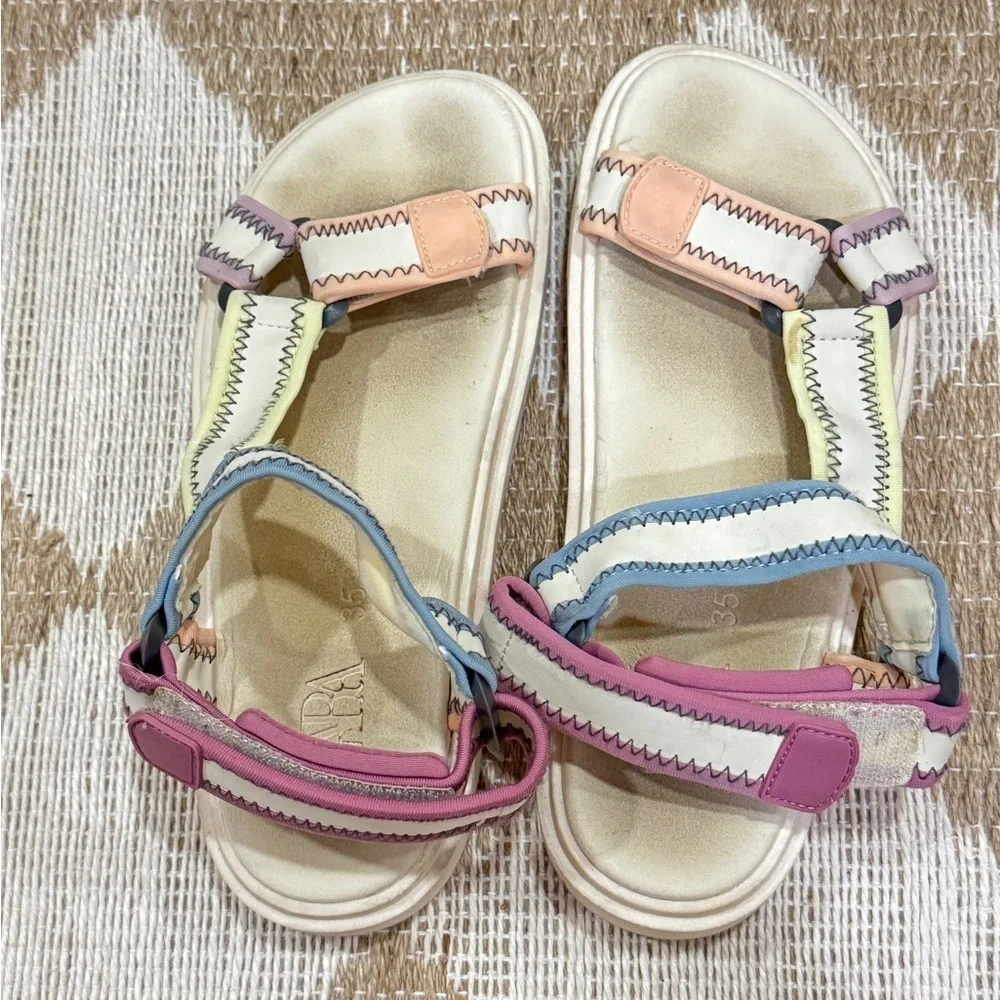 Zara Technical sandals pastel strappy adjustable girls